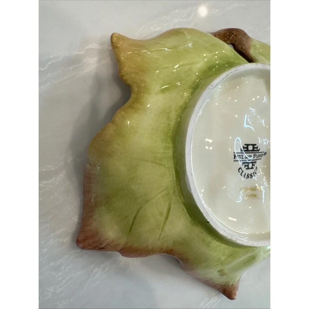 Fitz & Floyd Grapes Leaf Embossed Nut Candy Trinket Dish NOB